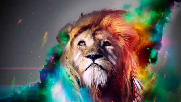 Fondo de león de fantasía colorida