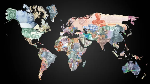 Fondo de pantalla de mapa del mundo de dinero