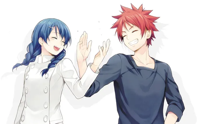 Food Wars Shokugeki no Soma Megumi ו-Sōma HD טפט