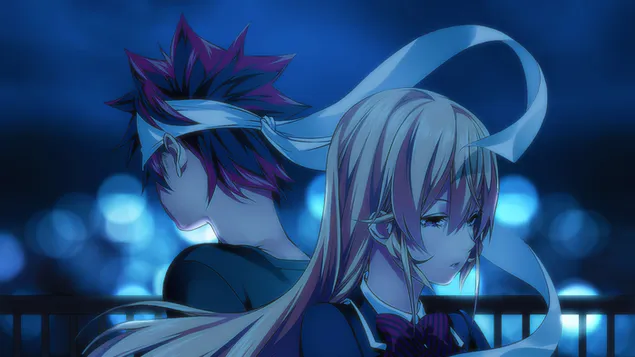 Perang Makanan!: Shokugeki no Soma (Sōma Yukihira dan Erina Nakiri) 2K wallpaper