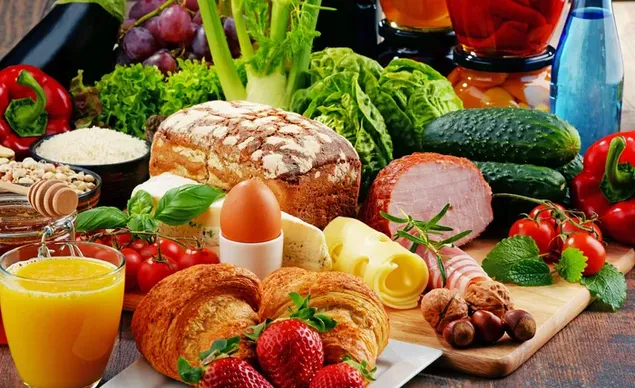Шпалери Харчові продукти в харчовому ланцюгу 4K