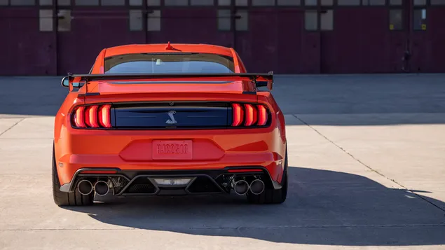 Taustakuva Ford Mustang Shelby GT500 2022 punainen väri takaa 4K