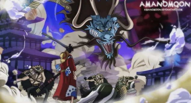 Forma de dragón de Luffy contra Kaido