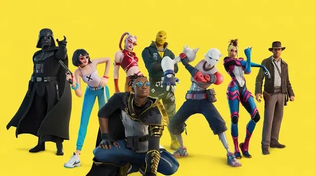 FORTNITE Seizoen 3 Hoofdstuk 3 Vibin Battle Pass-skins 4K achtergrond