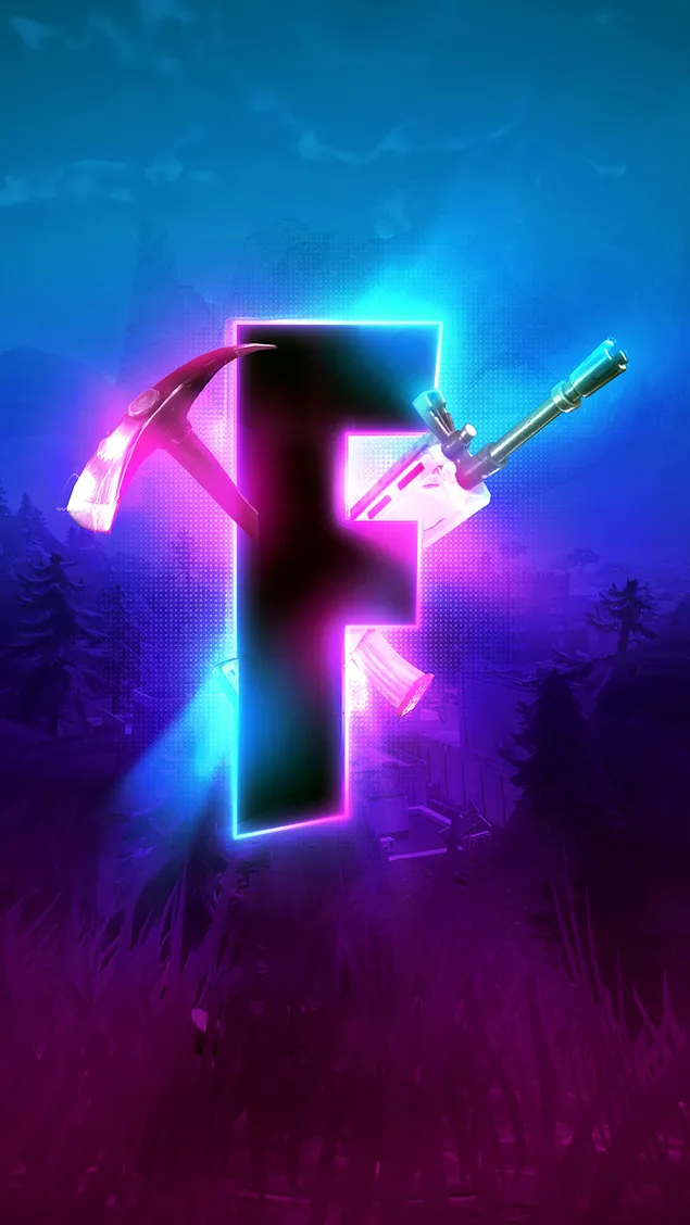 Fortnite videogame-logo - neon-logo 2K achtergrond