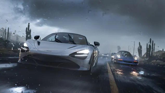 Forza Horizon videogame grijze en blauwe auto download