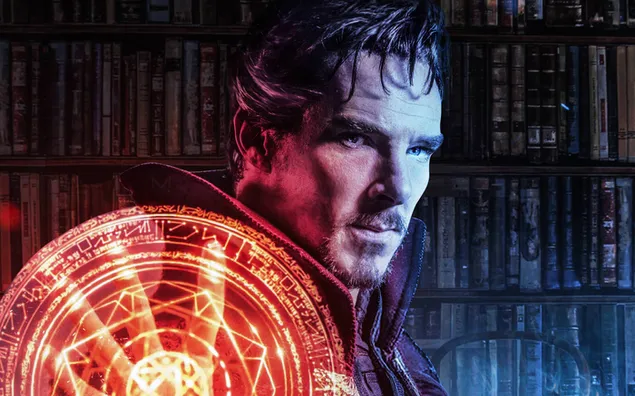Foto van Benedict Cumberbatch die het Marvel-strippersonage Doctor Strange-filmserie superheld speelt