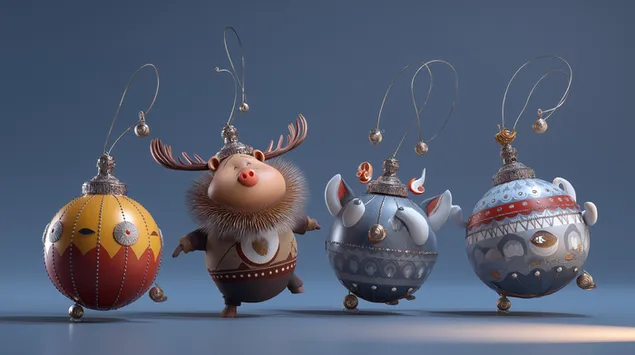 Katër zbukurime të çuditshme Krishtlindjesh të transformuara në personazhe antropomorfikë dhe të gjallë 2K sfond