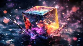 Tapeta Fragments of Brilliance: A Cube's Radiant Dispersal 4K