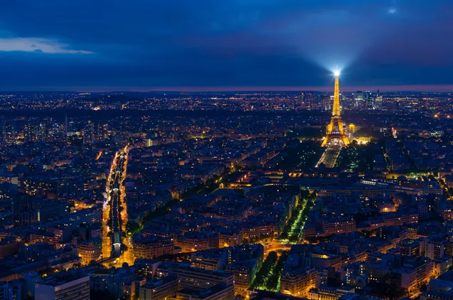 France Paris Eiffel Tower city night view 4K wallpaper