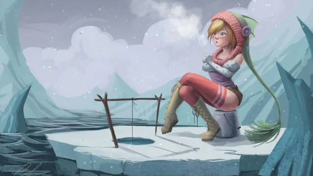 Mujer de dibujos animados de frío helado descargar