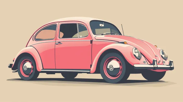 Friendly Voyage: A Cartoon of a Vintage VW Beetle 8K bakgrunn