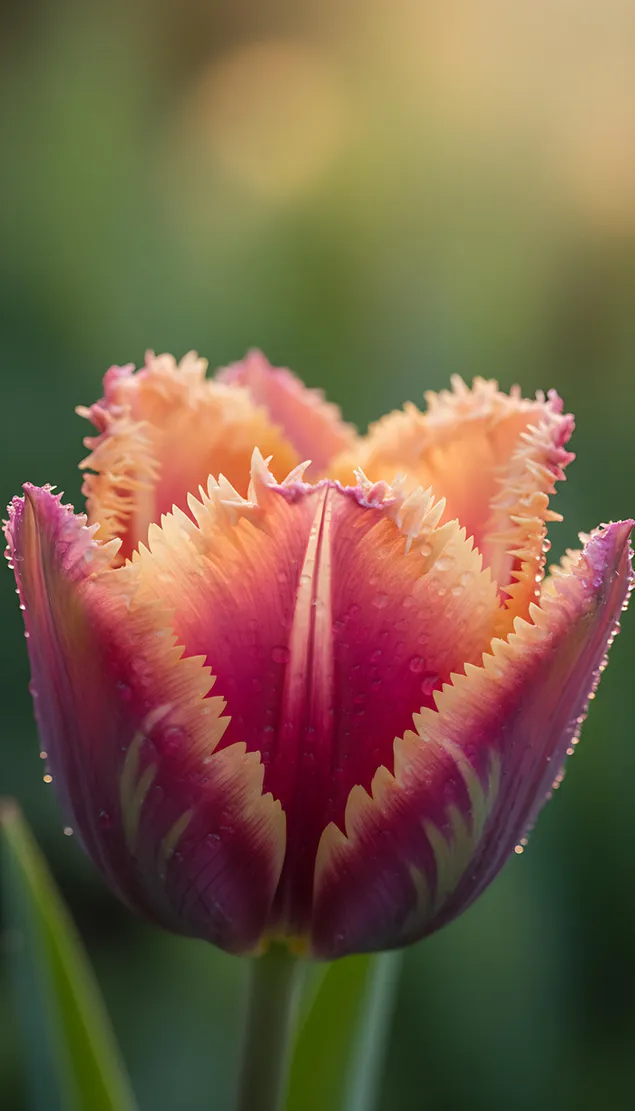 Tulipa laranja-avermelhada com babados 2K papel de parede