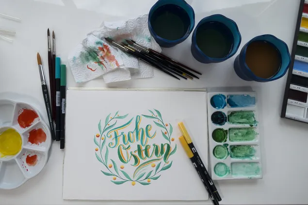 frohe ostern kaligrafski vijenac preuzmi