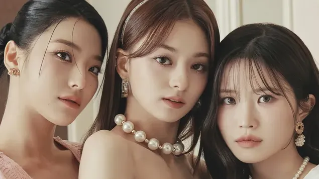 Saerom & Nagyung Fromis 9 bersama Hayoung dalam Penggambaran Album 'Midnight Guest' 4K kertas dinding