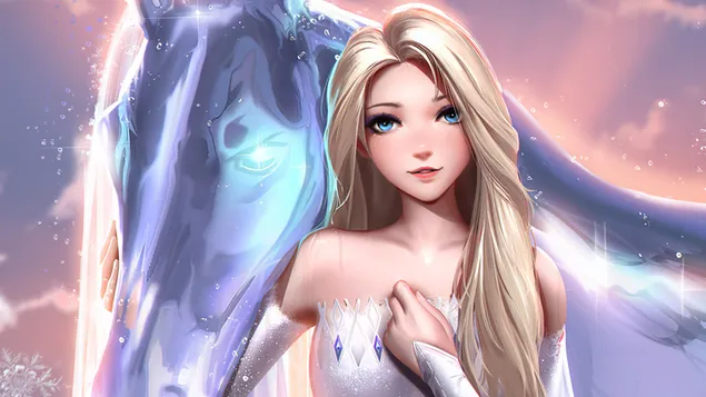Frozen 2 : Elsa with Water Horse 2K wallpaper download