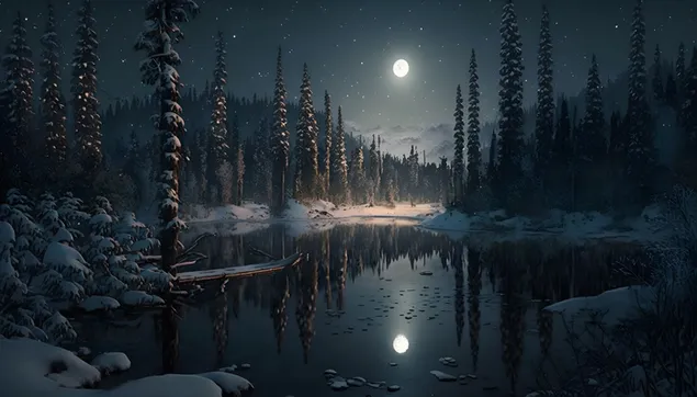 Hënë e plotë dhe pamje e mrekullueshme e natës 4K sfond