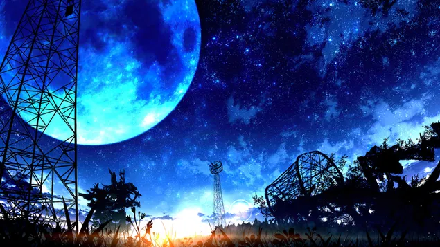 Paisaje de cielo nocturno de luna llena 4K fondo de pantalla