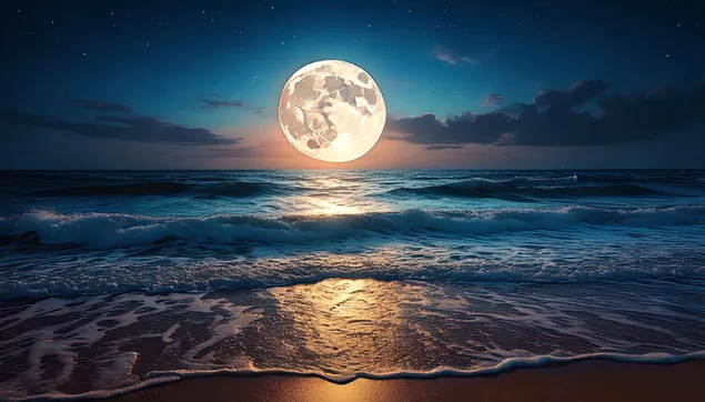 Bulan Penuh di Laut 2K kertas dinding