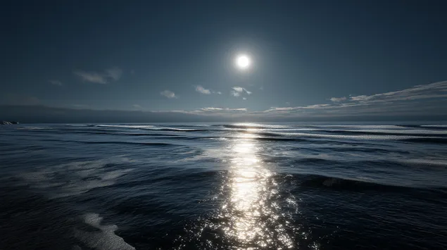 pun mjesec iznad okeana koji se odrazava na povrsini vode preuzmi