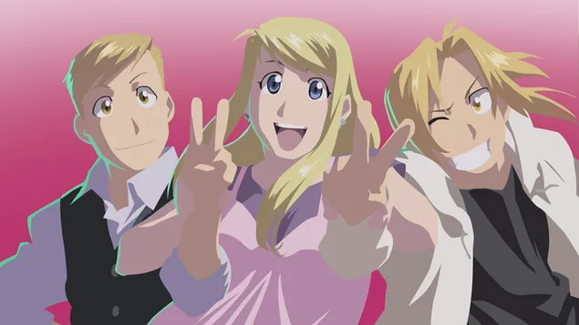钢之炼金术士 - Alphonse Elric,Winry Rockbell & Edward Elric 2K 壁纸
