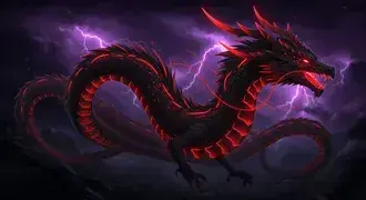 Tapeta Zuřivý rudý zářivý drak v bouři, Dům draka pro pozadí plochy 4K