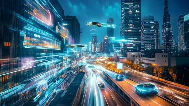 Horizontet e së ardhmes: Një vështrim në peizazhin urban të së nesërmes 8K sfond