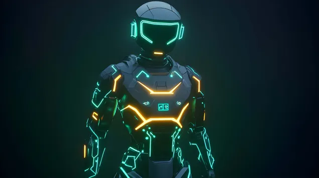 robot de inteligencia artificial futurista con luces de neon brillantes descargar