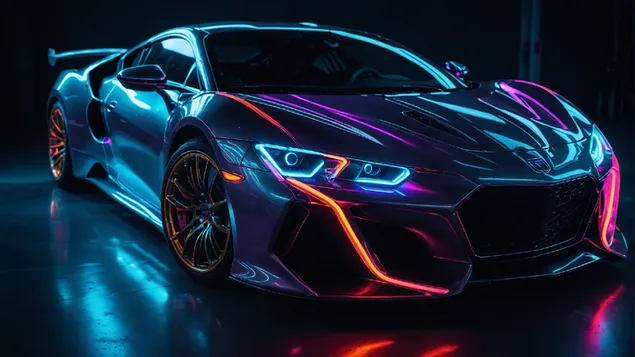 Futuristic car neon HD wallpaper download