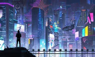 Bandar futuristik - pencakar langit HD kertas dinding