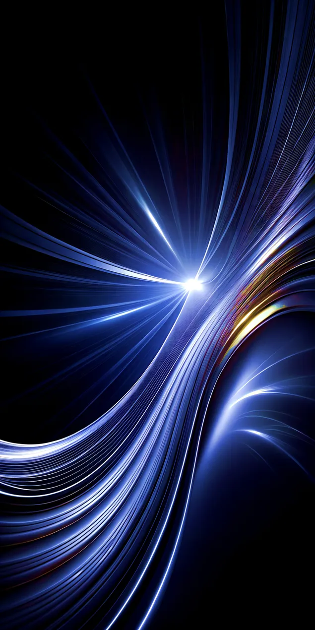 Футуристично цифрово произведение на изкуството, включващо светещи сини ивици и динамични следи на движение 2K тапет