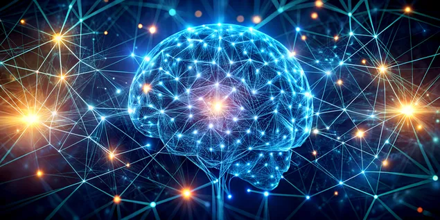 Yapay Zeka ve Teknolojiyi Temsil Eden Fütüristik Dijital Beyin Konsepti 4K duvar kağıdı