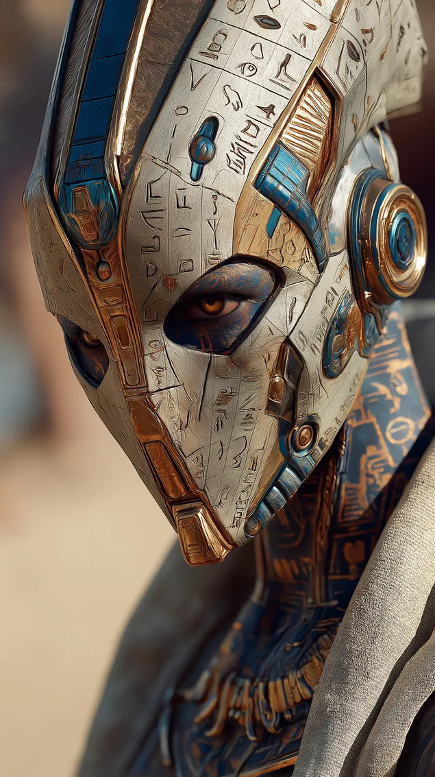 Futuristički egipatski android s hijeroglifskim detaljima HD pozadina
