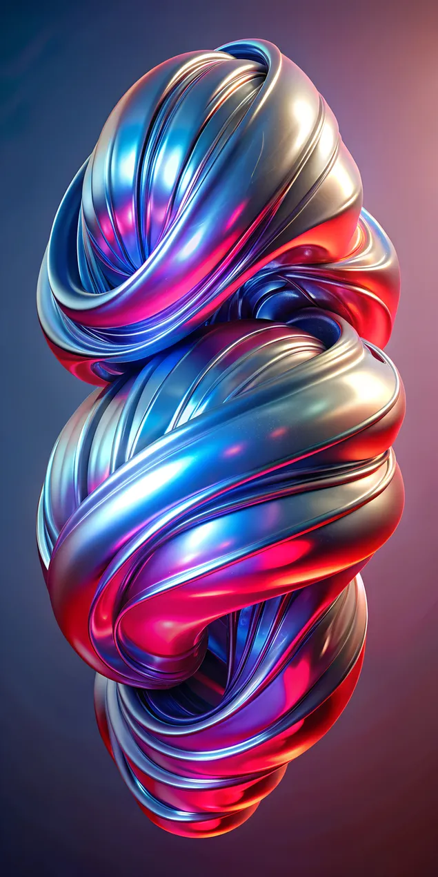 Hình nền Tượng nổi tương lai với ánh kim loại trong sắc đỏ, xanh lam và tím đậm 2K