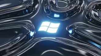 Futuristic Neon Waves Converging on a Radiant Windows Logo 2K wallpaper