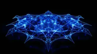 Tapeta Futuristická neonová webová struktura na černém pozadí 4K