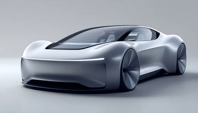 futuristische zilveren elektrische conceptauto - strak design download