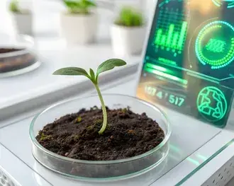 Futuristesch Spross wuessen an holographesche Petri Dish 4K Tapeten
