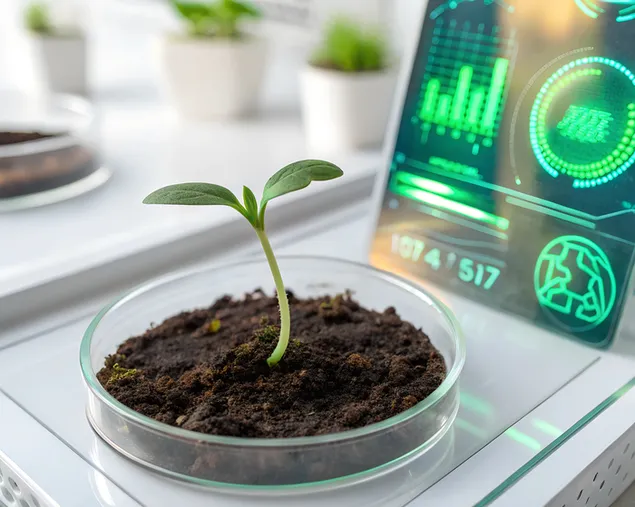 全息培養皿中生長的未來芽苗菜 4K 壁紙