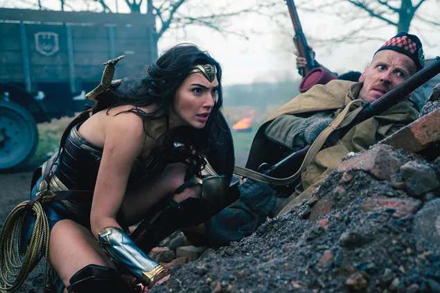 Taustpilt Gal Gadot võitleb sakslastega filmis Wonder Women 2K