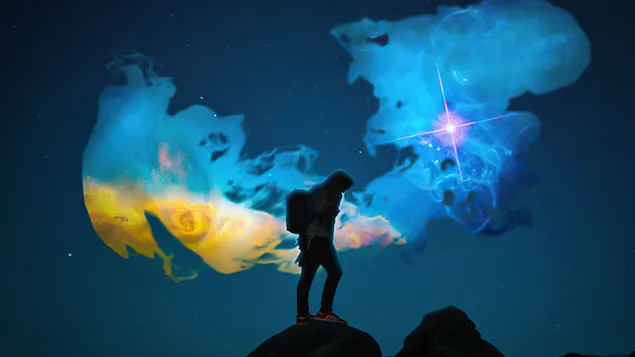 银河系的天空之星和一个黑暗的家伙 4K 壁纸