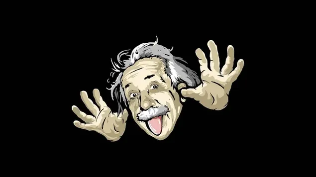 Gambar lucu dan lucu Einstein digambar dengan latar belakang hitam unduhan