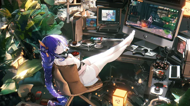 Gamer Anime Girl Desktop Setup download