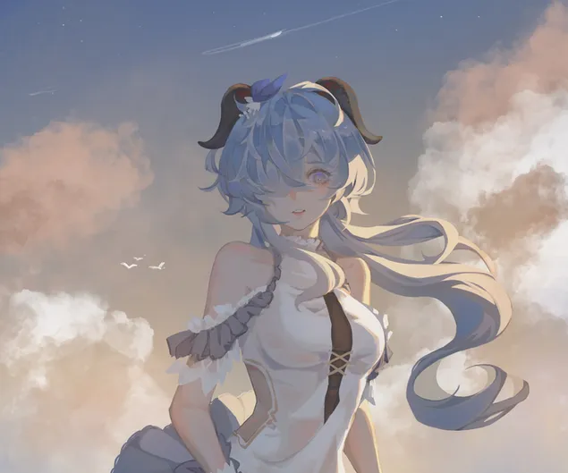 Ganyu y entorno de desvanecimiento | Impacto Genshin 2K fondo de pantalla