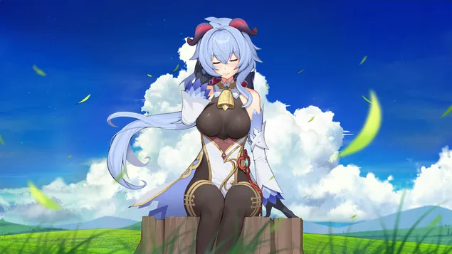 Ганиу радујући се ветру природе | Генсхин Импацт 4K позадина