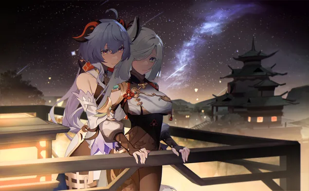 Ганју и Шенхе заедно | Genshin Impact 8K тапет