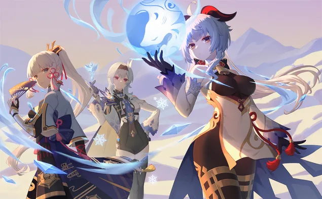 造成更多伤害的 Ganyu 团队 (Ganshin Impact) 8K 壁纸