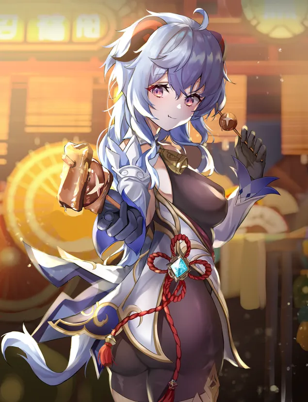 Ganyu ingin berkongsi makanannya dengan anda | Kesan Ganshin 2K kertas dinding