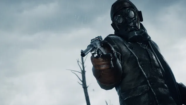 Tapeta Voják s plynovou maskou 4K