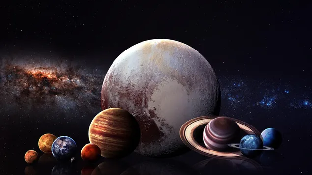 Geassorteerde planeet digitaal behang download